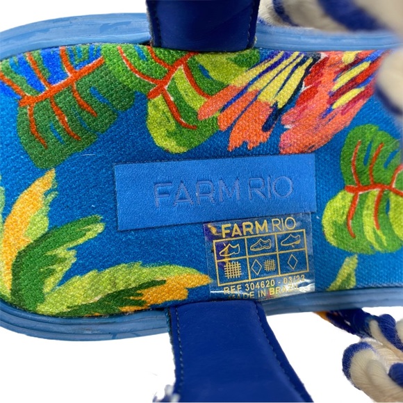 FARM Rio Blue Macaw Ankle Tie Platform Sandals - Picture 8 of 12